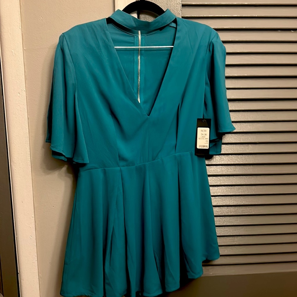 Akira • teal romper • size L